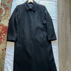 HERMAN KAY BLACK LONG WOOL RAYON BLEND STRUCTURED COAT RETRO ,TIMELESS SIZE 12